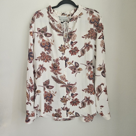 Ryegrass Peasant Blouse Long Sleeve Ivory Floral Size XXL NWT - Picture 1 of 13